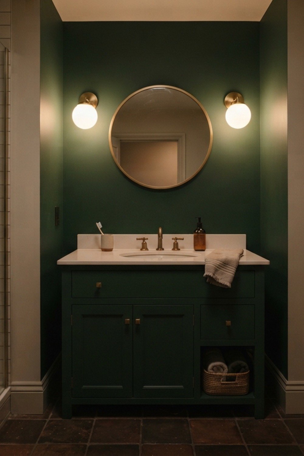 10. Forest green under dim bulbs