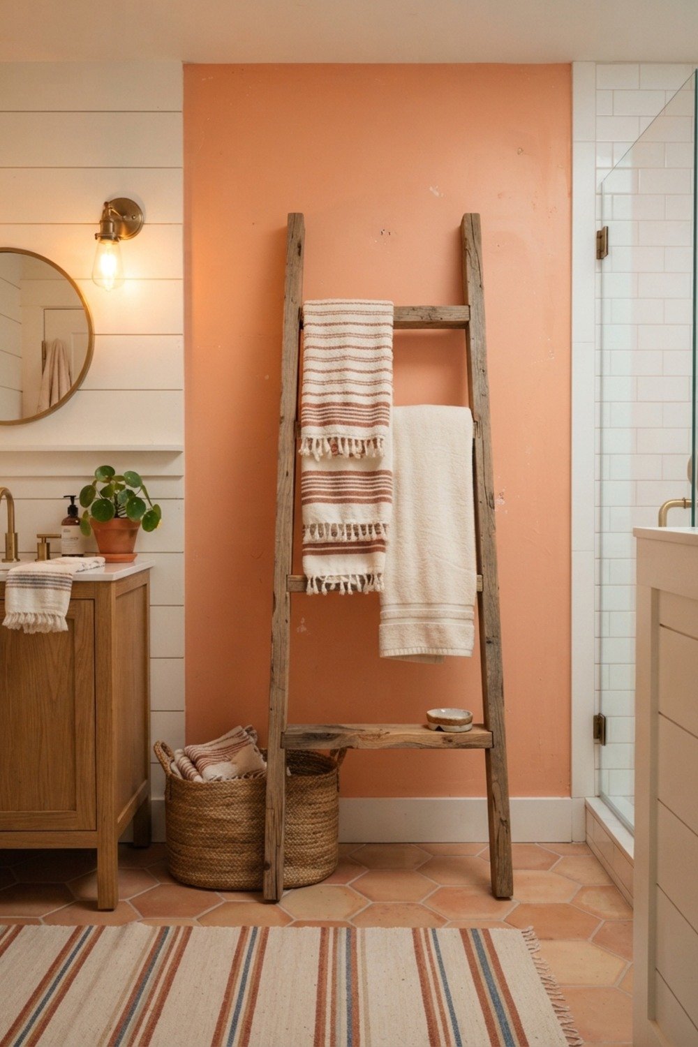18. Apricot behind a towel ladder