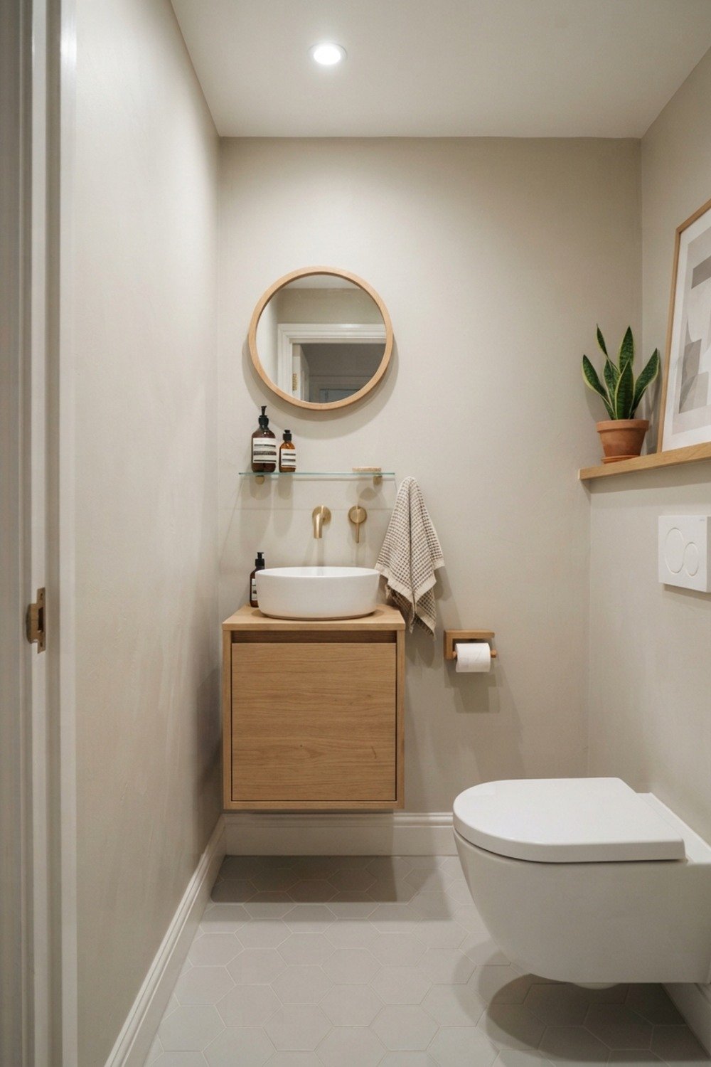 28 Bathroom Paint Color Ideas: 2. Greige for the windowless powder room