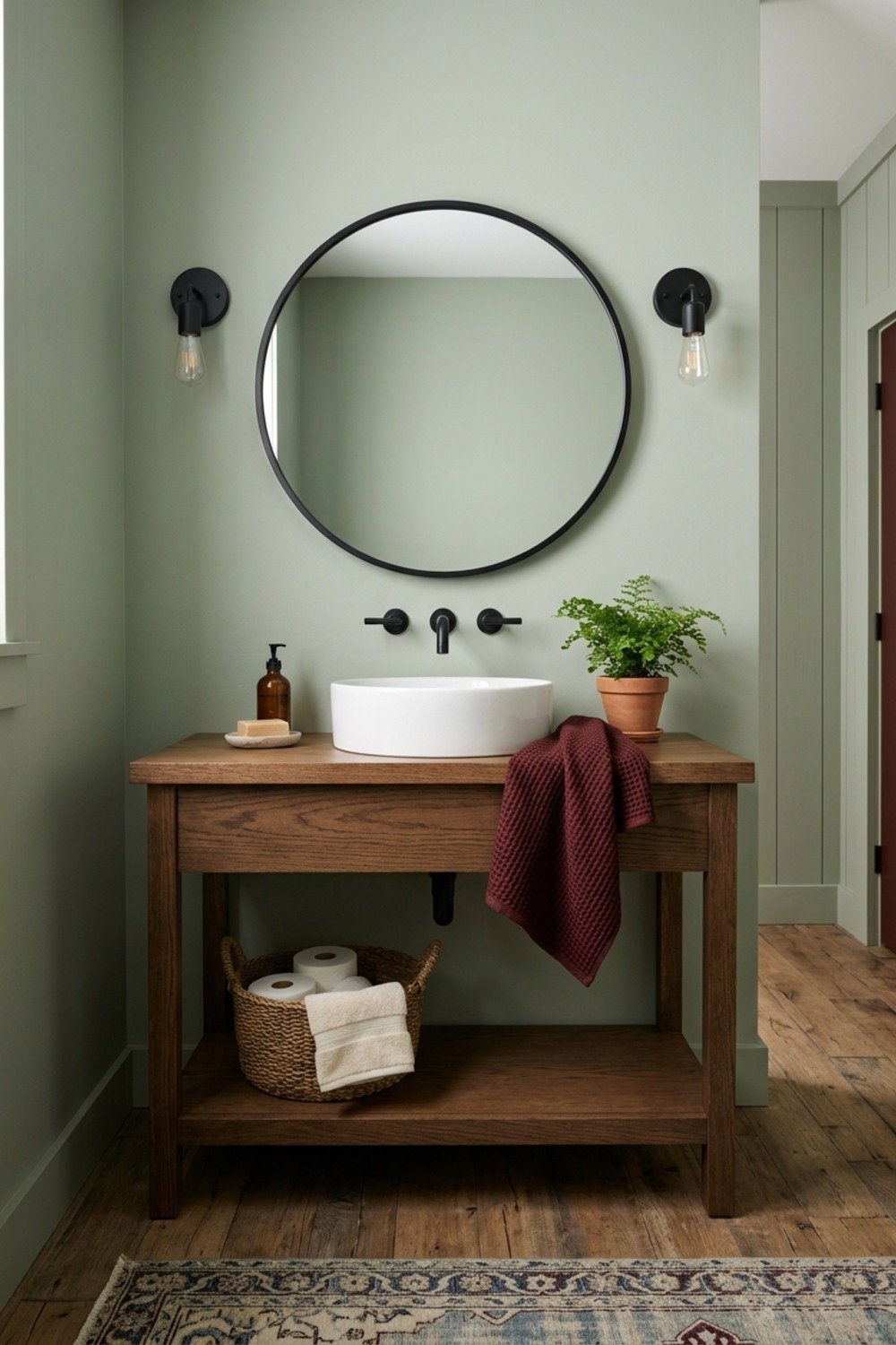 28. Oxblood for a dramatic powder room