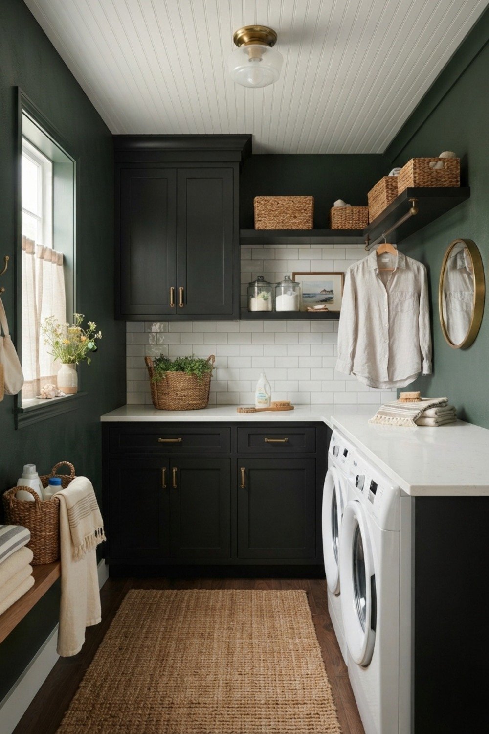 16. Black Beauty cabinets with a white subway backsplash