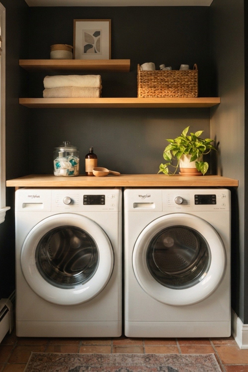 17. Peppercorn walls and a white machine pair