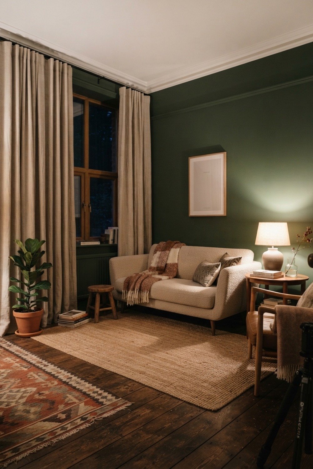 12. Curtains hung 4 inches below the ceiling