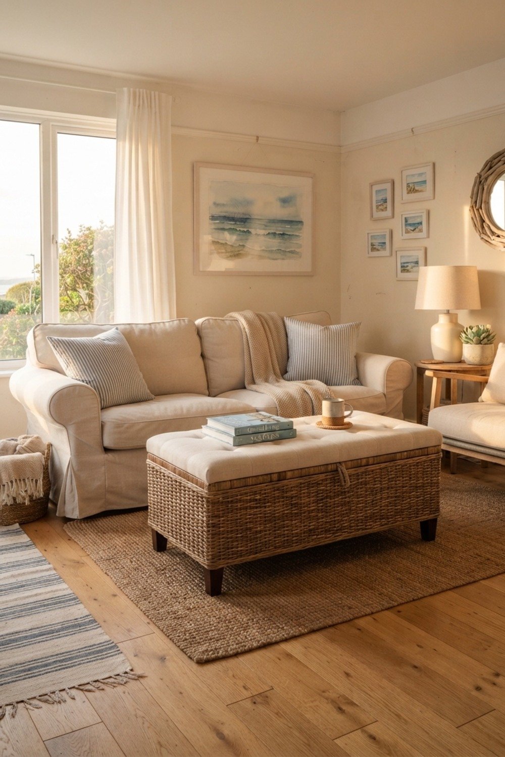 19. A storage ottoman in place of a bench or pouf
