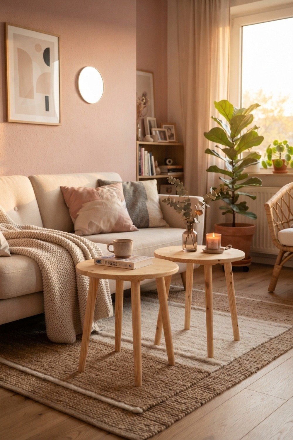 30 Small Living Room Ideas That Maximize Space: 2. Swap the coffee table for two $30 side tables