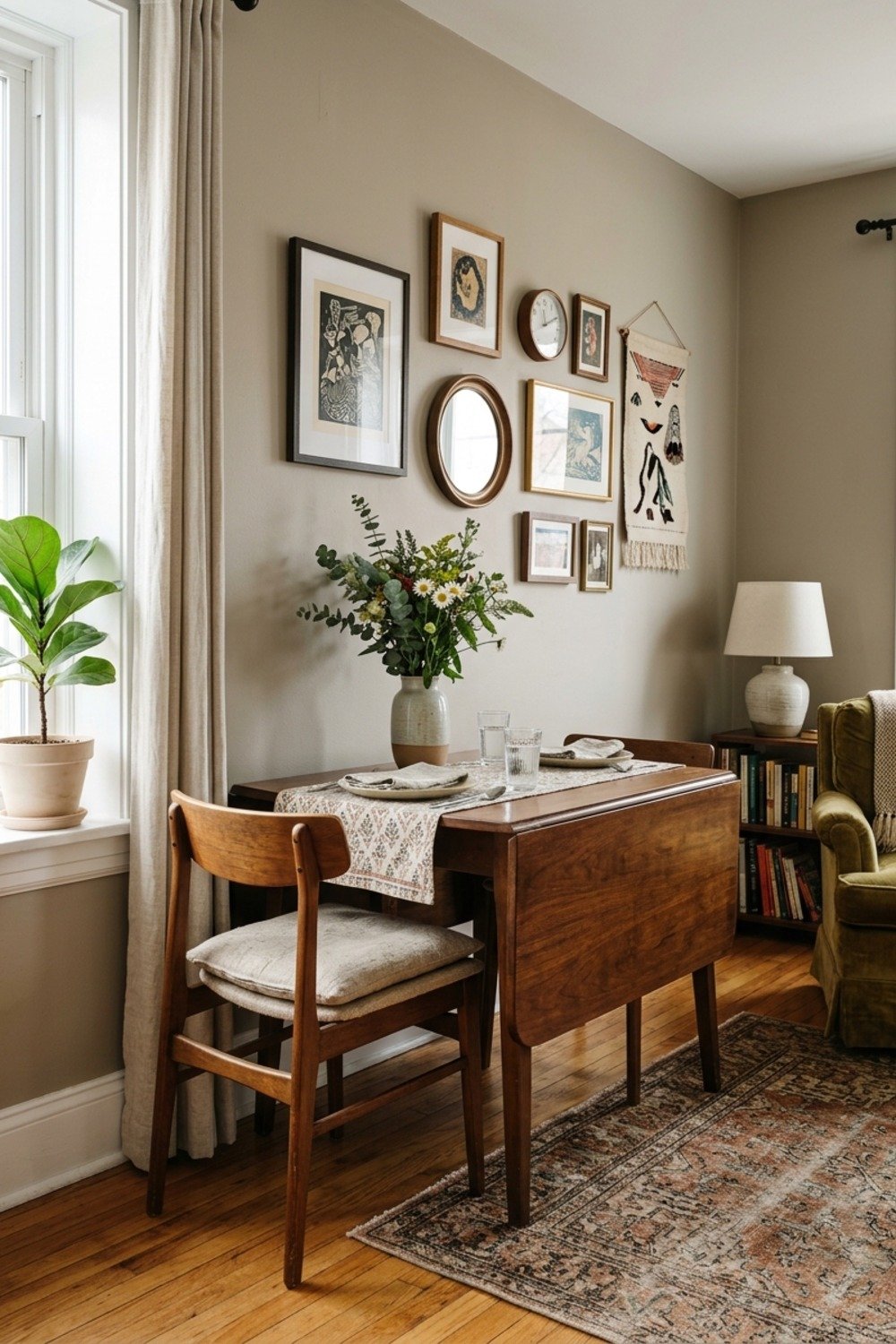 21. A drop-leaf table instead of a fixed dining set