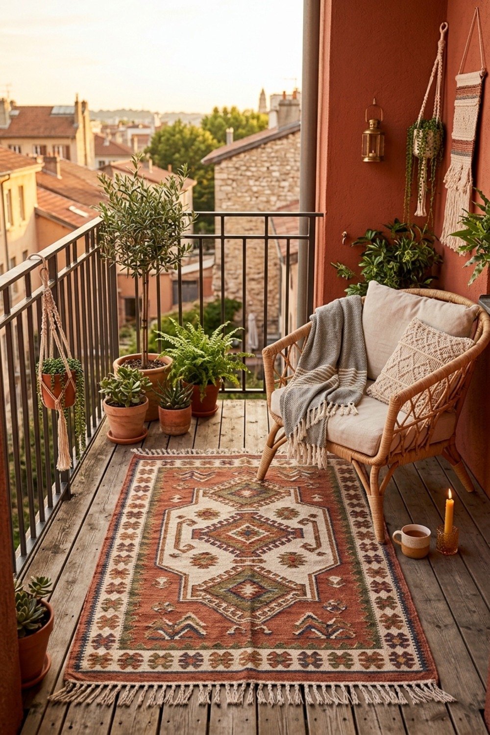 12. A single outdoor rug, 4 by 6 feet