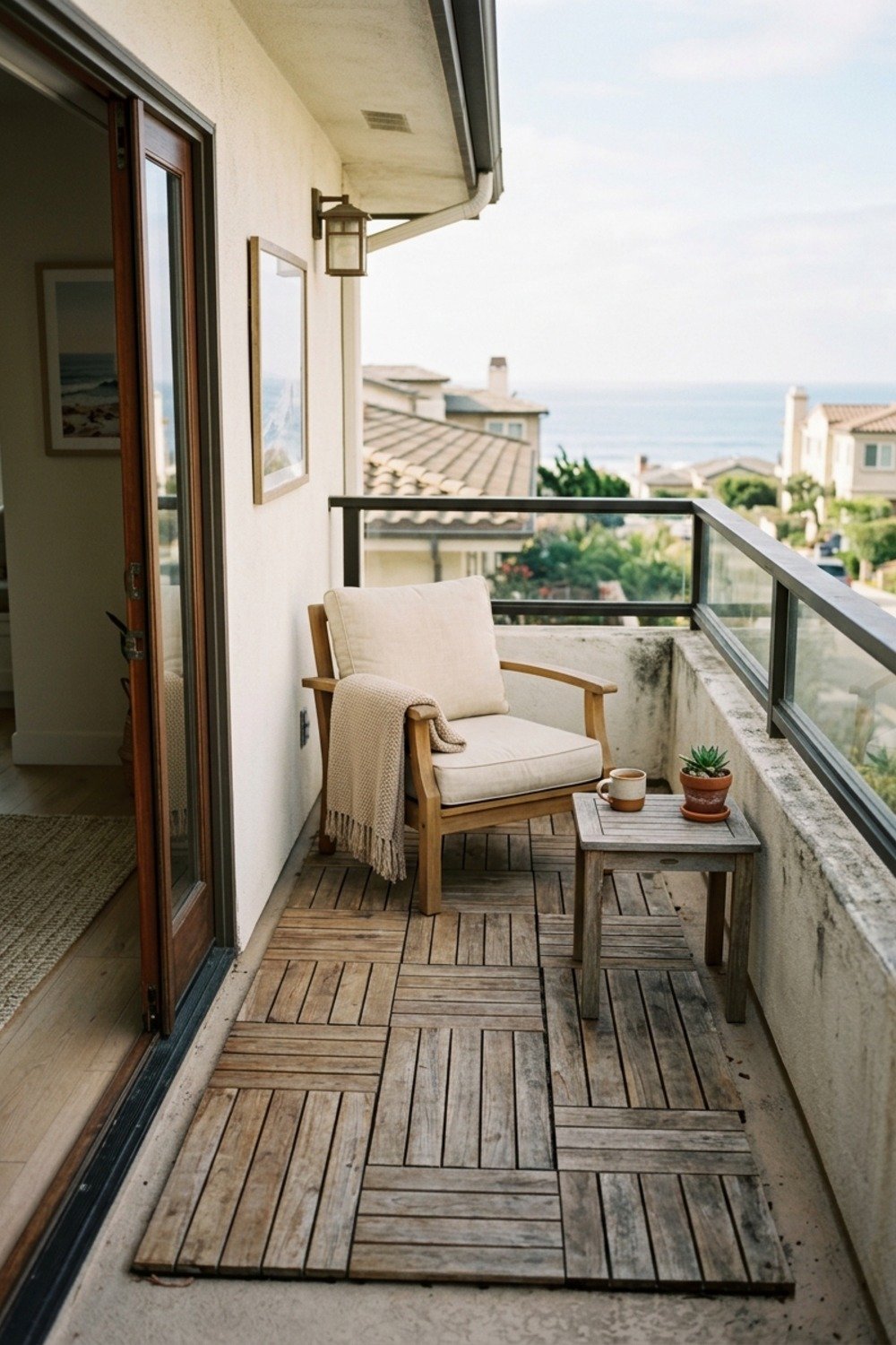 24. Wood deck tiles over bare concrete