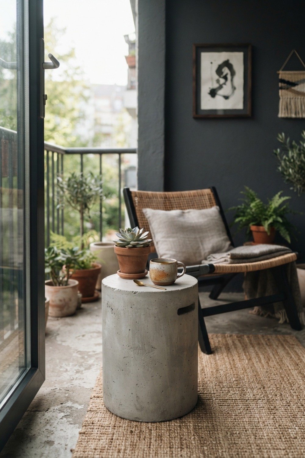 28. A concrete or stone side table