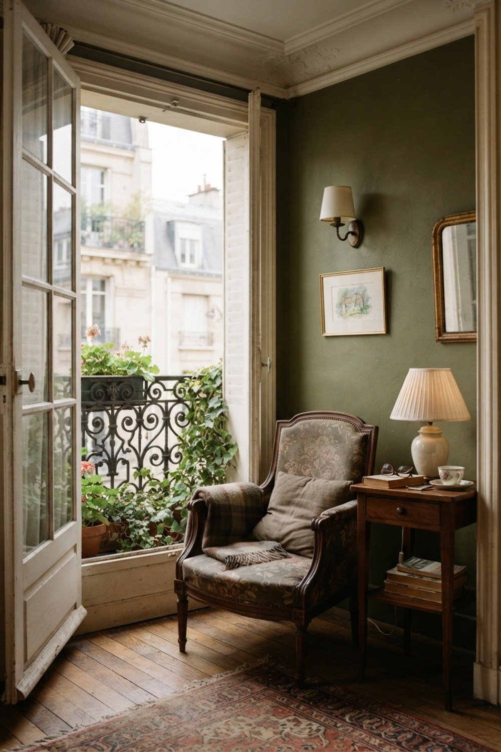 30. A deep-toned back wall