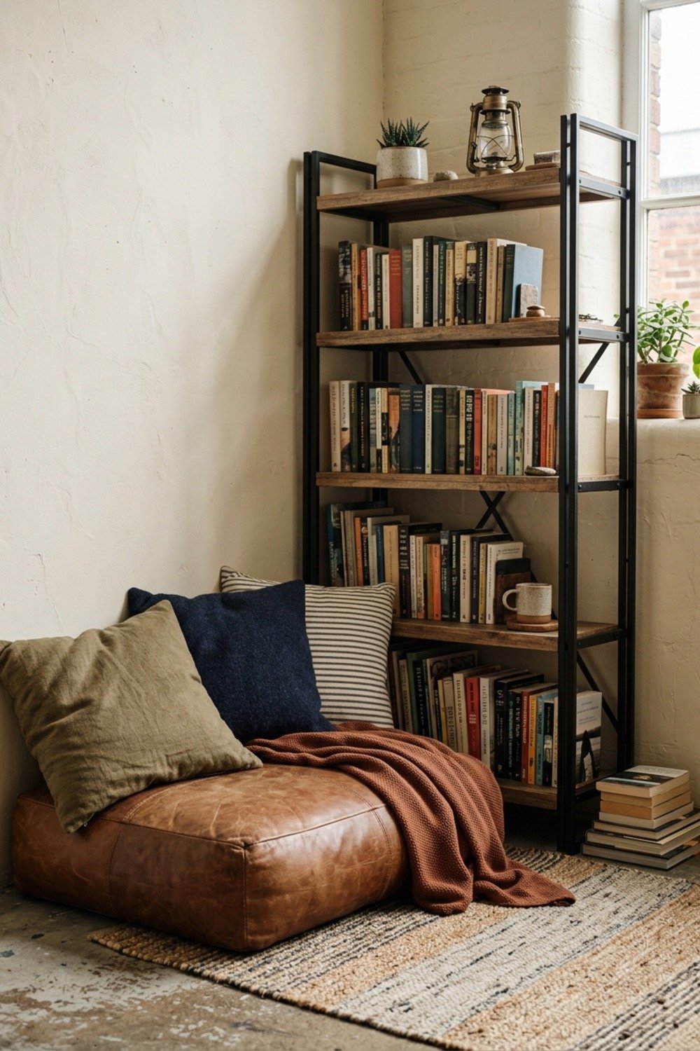 10. Pile up floor cushions and a pouf