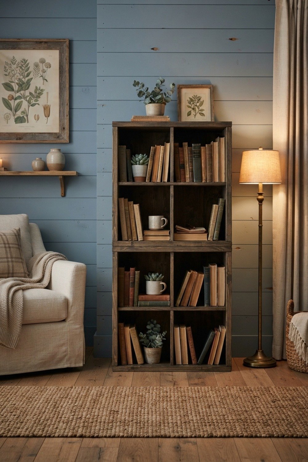 33 Small Home Library Ideas: 2. Stack two cube units into one tower