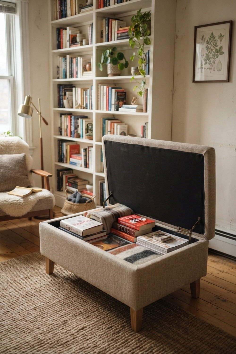 26. Open a storage ottoman