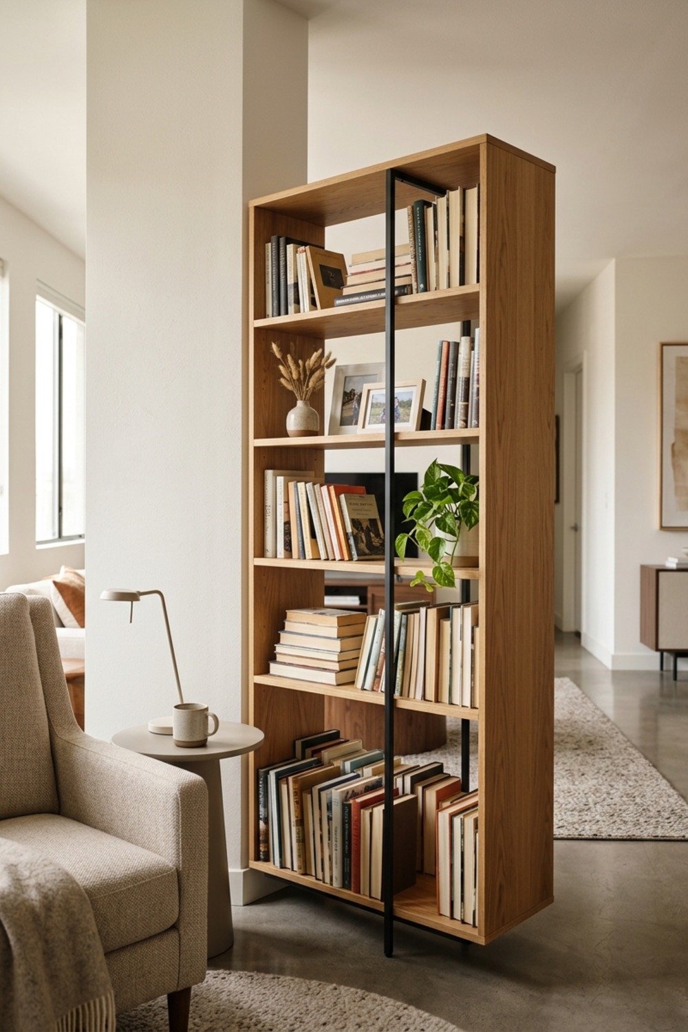 4. Use a bookcase as a room divider