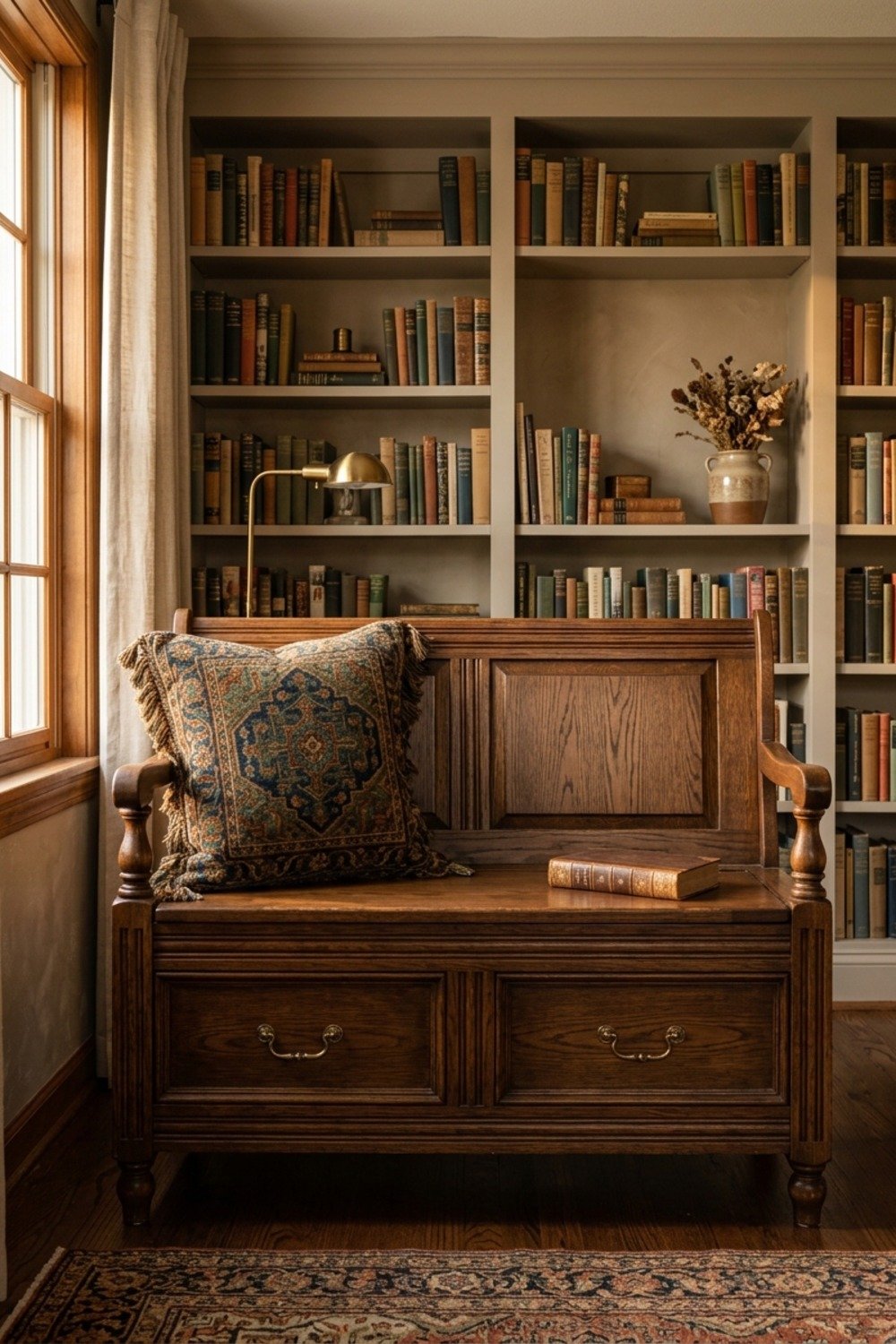 9. Add a cushion to a storage bench