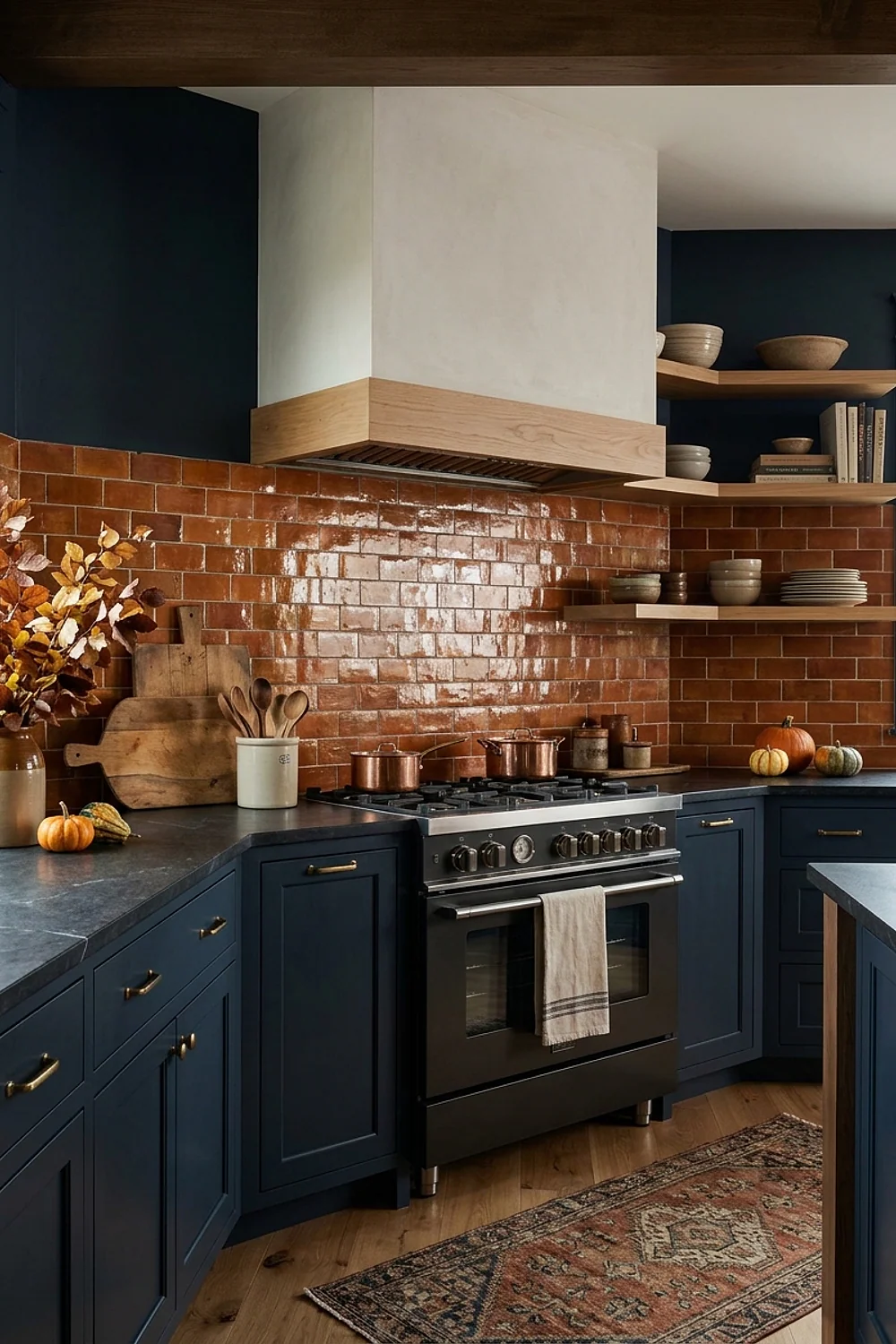 Glazed rust subway tile