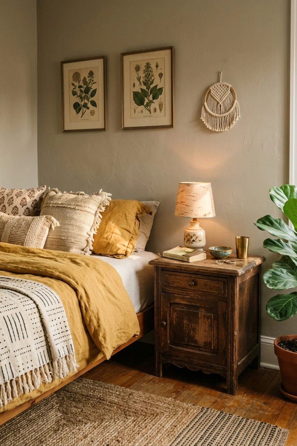 Mismatched thrifted nightstands