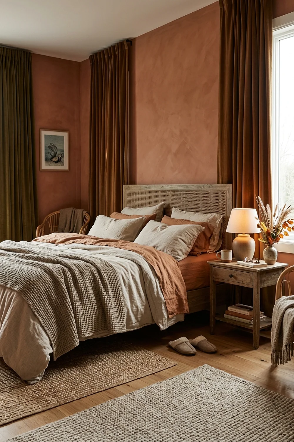 Lined velvet or heavy linen curtains