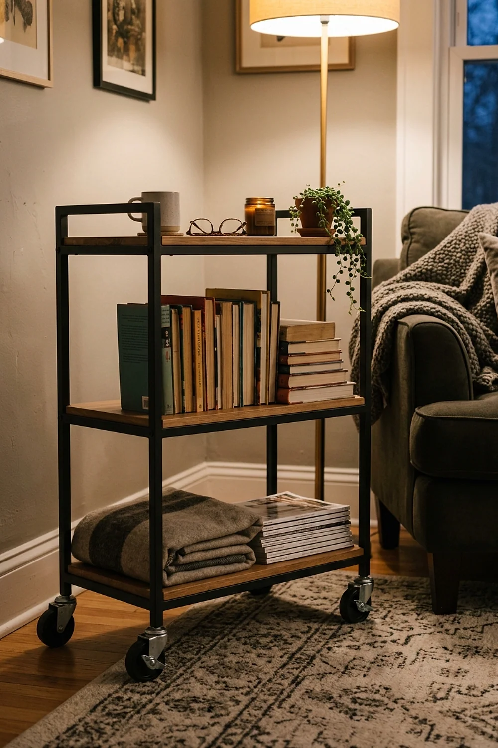 Rolling book cart