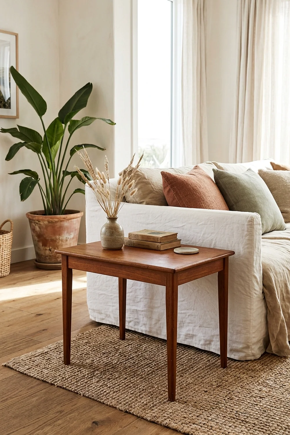 Thrifted teak side table