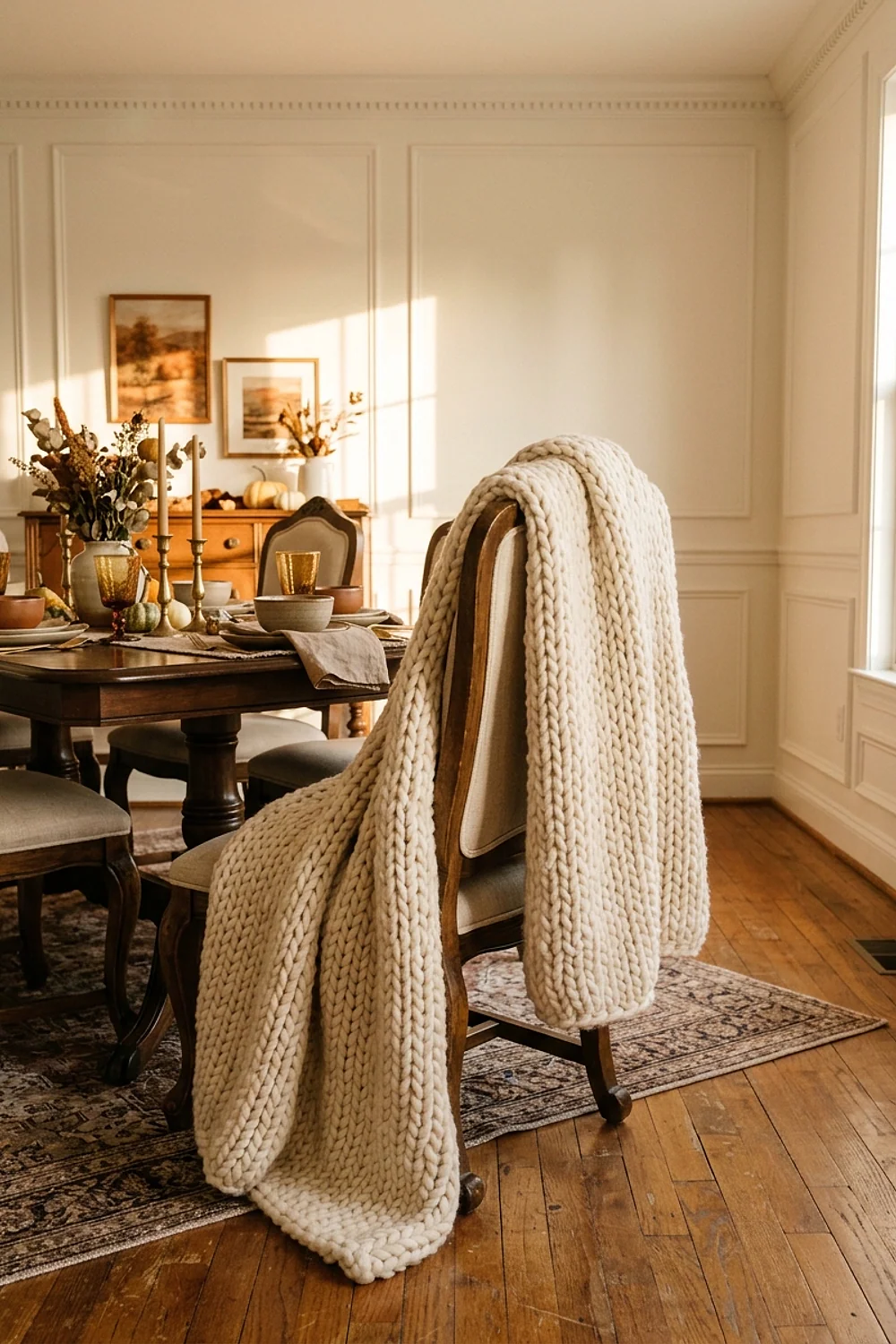 Chunky knit throw