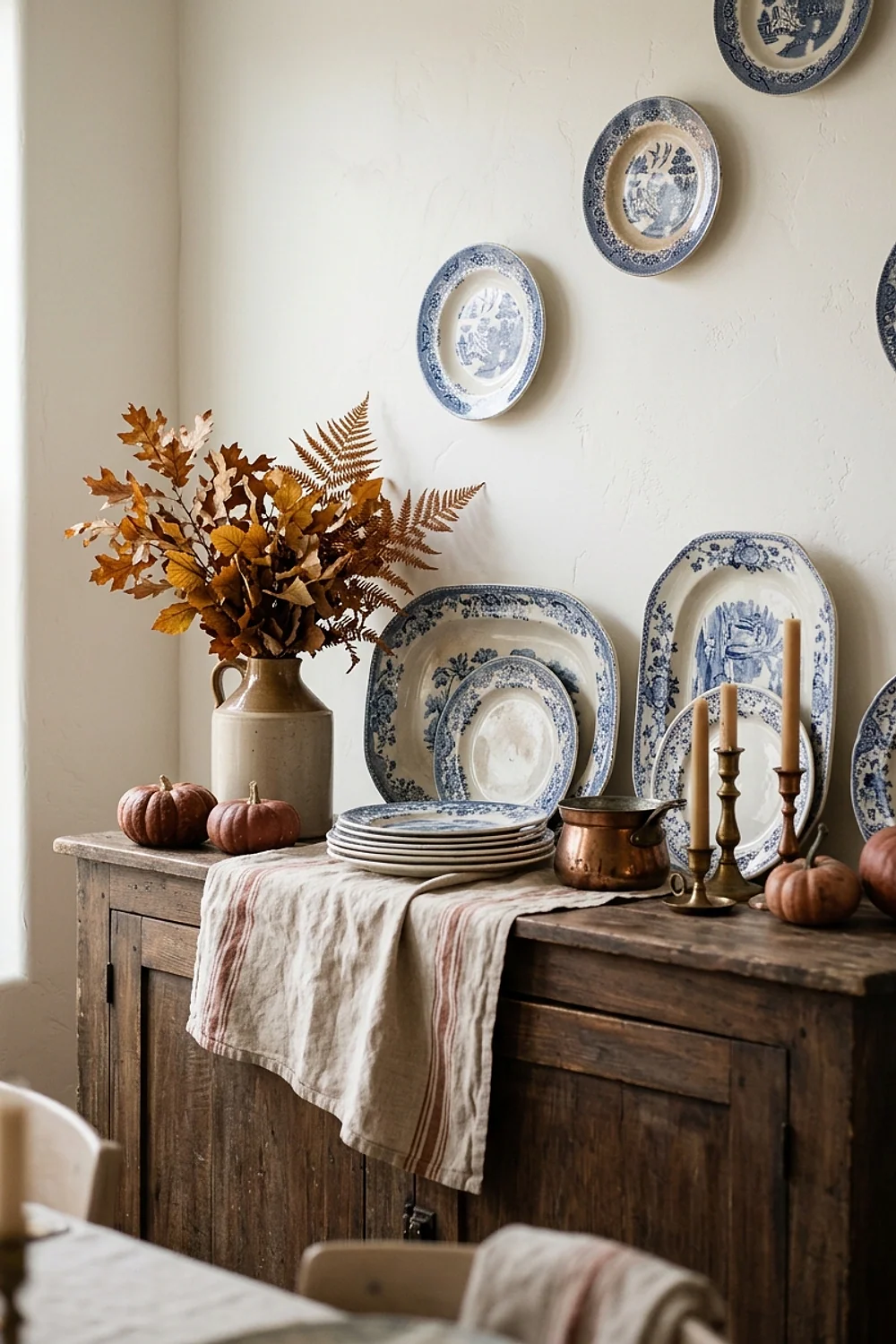 Blue-and-white platters