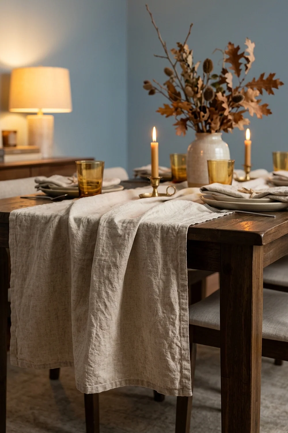 Stonewashed linen runner