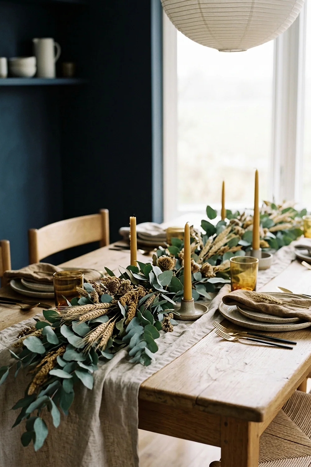 Eucalyptus and dried wheat garland