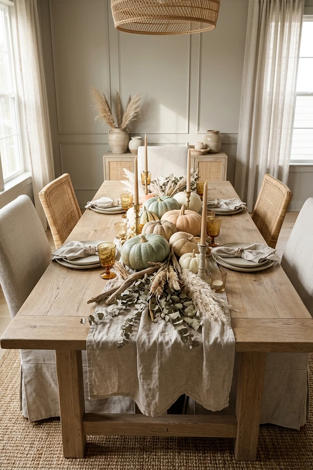 Staggered cluster down a 7-foot table