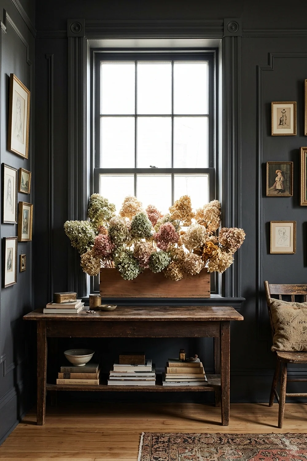 Dried hydrangea heads rescued