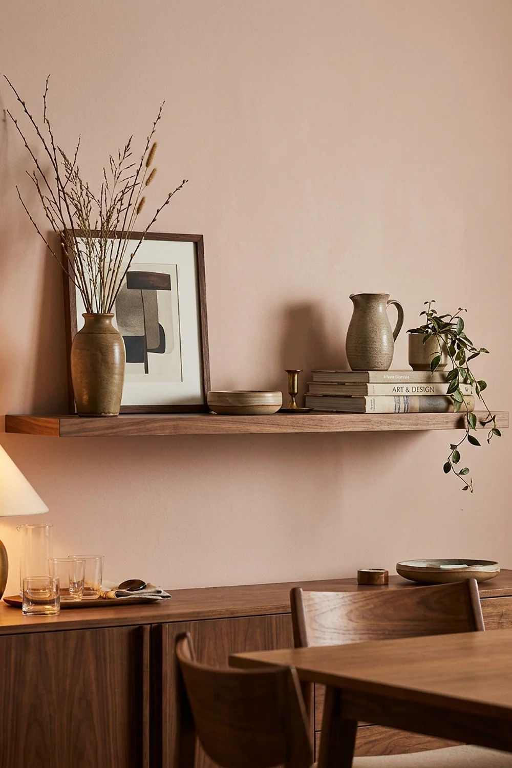 Dining-room shelf styled