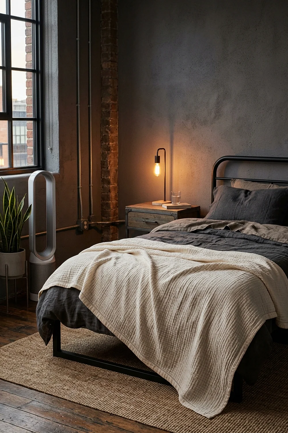 Hemmed muslin throw
