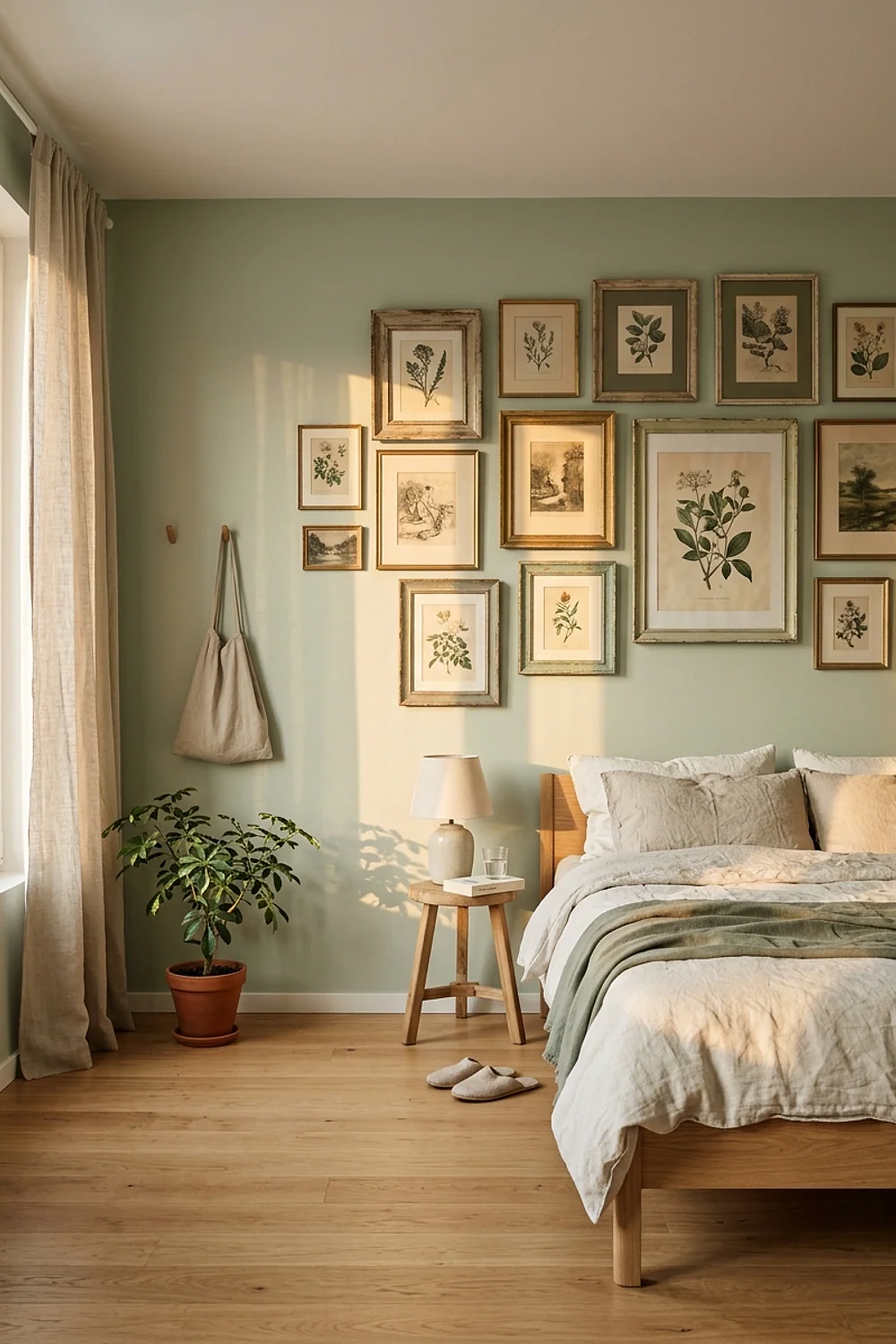 Gallery wall of thrifted frames