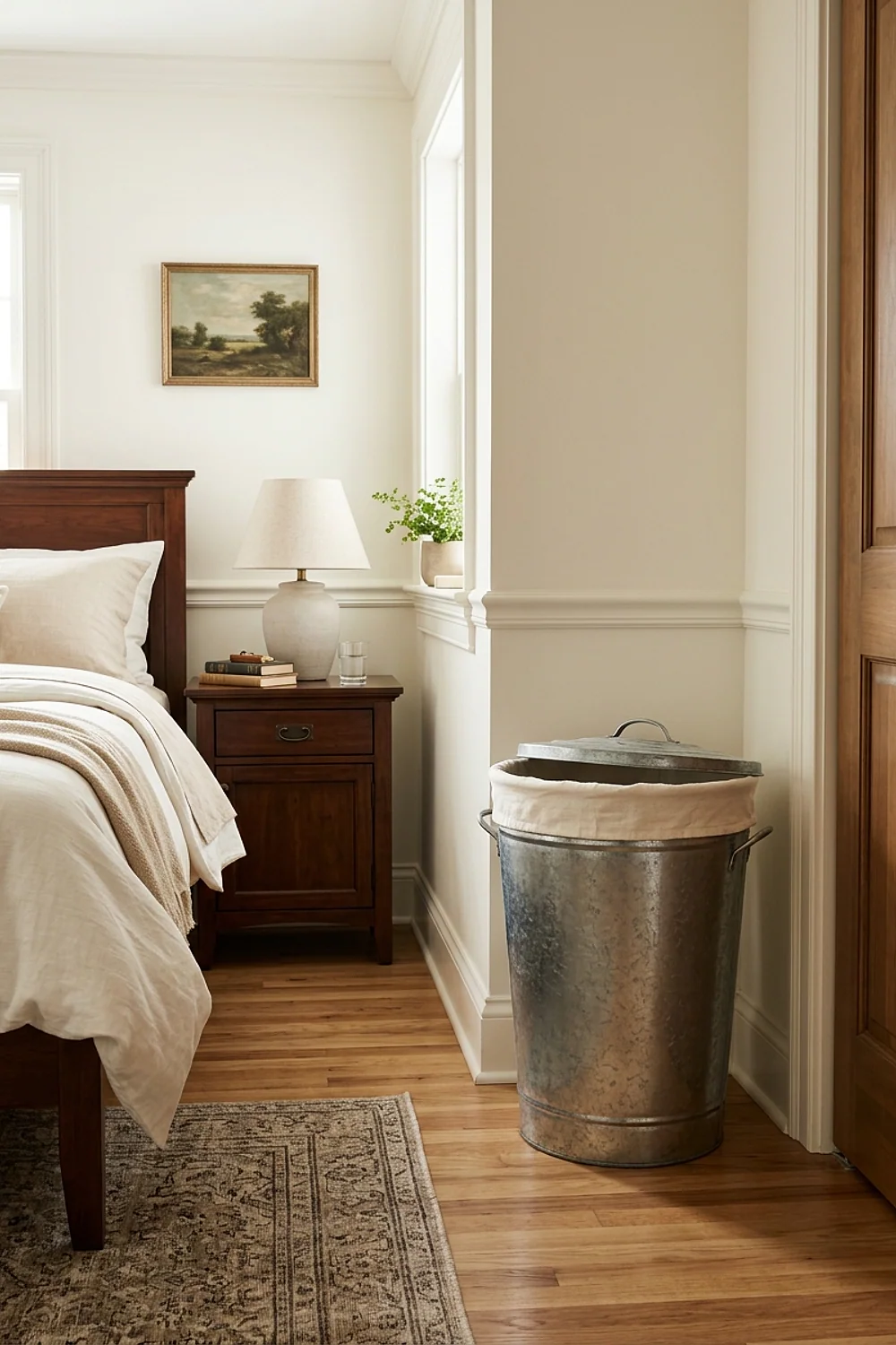 Lidded galvanized hamper