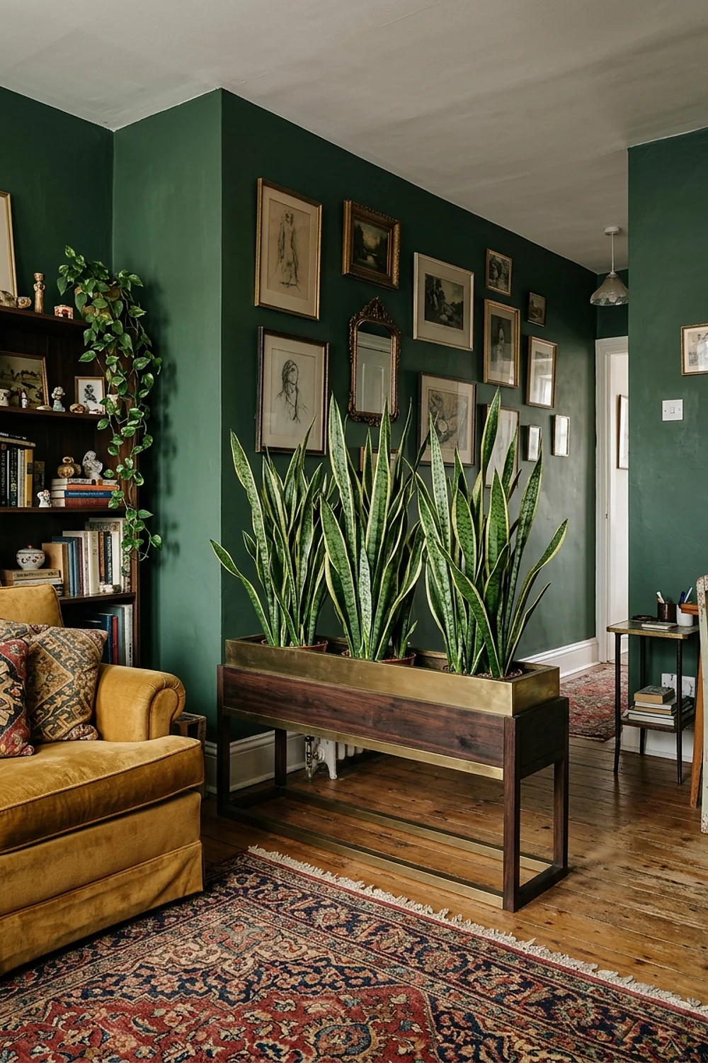 Three snake plants as a room