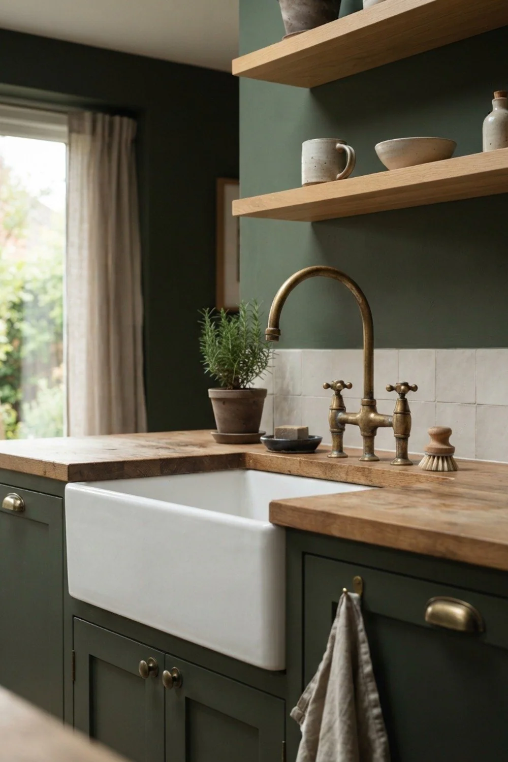 Aged brass bridge faucet