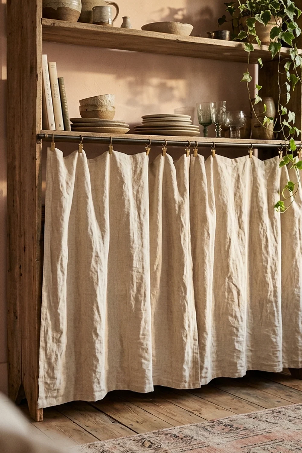 Pre-washed linen café curtain