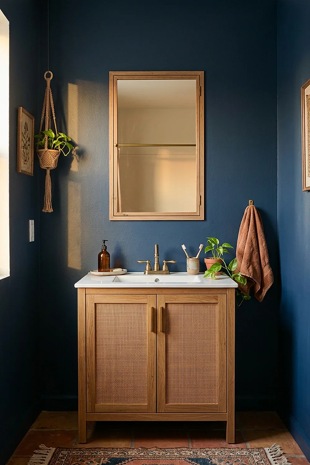 Recess a 16-by-26-inch medicine cabinet above