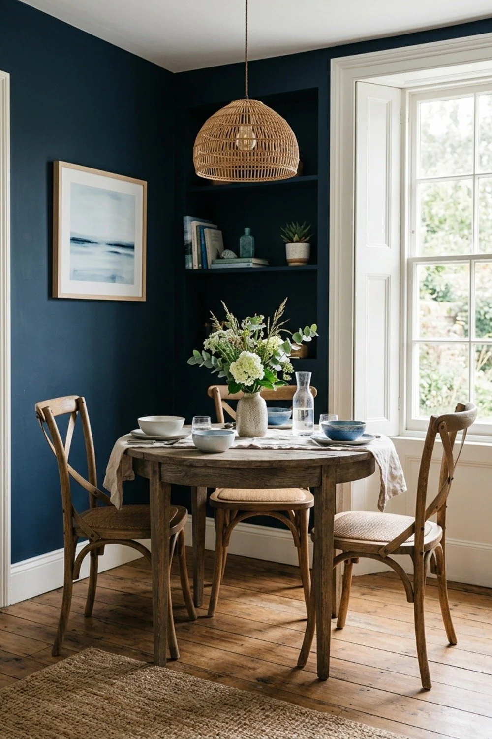 Deep green or inky navy walls