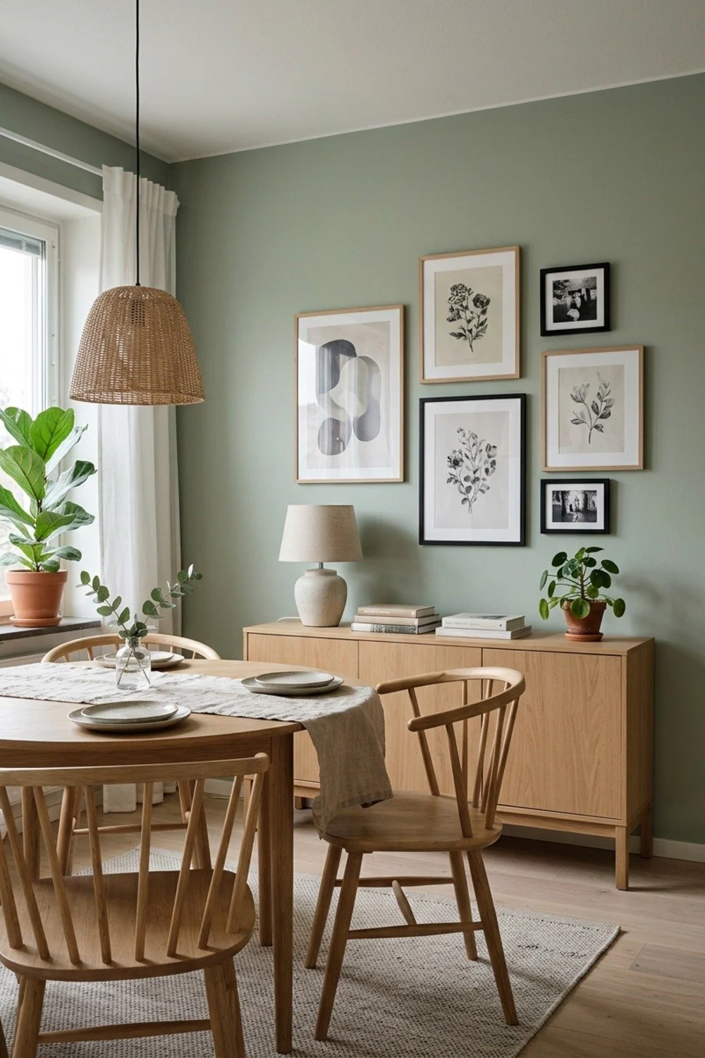 Small gallery wall centered 42 inches