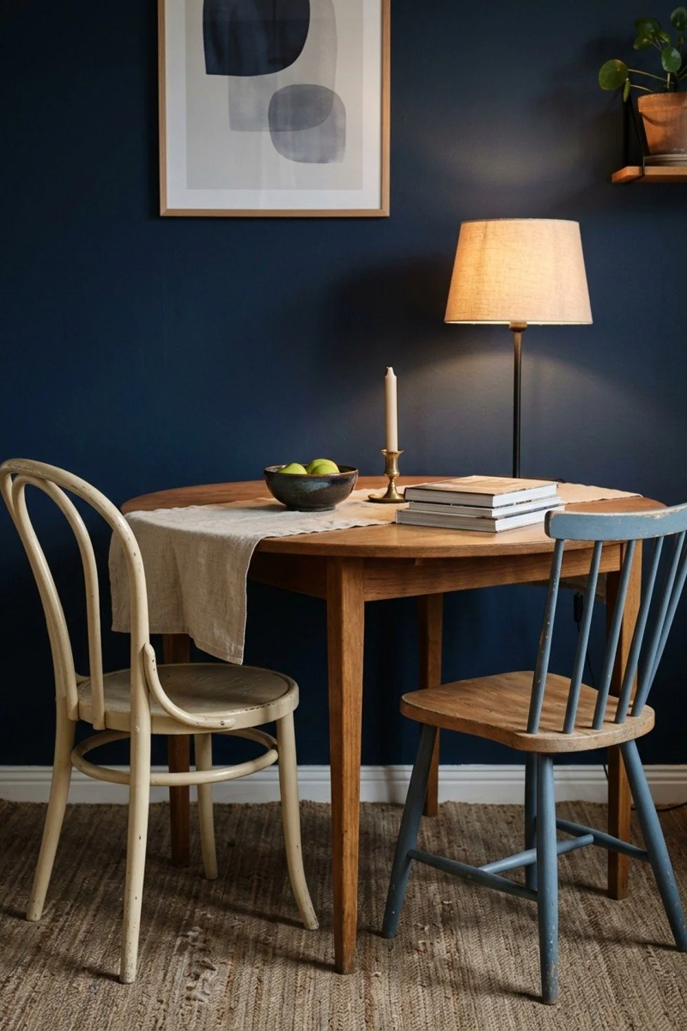 Mismatched flea-market bistro chairs