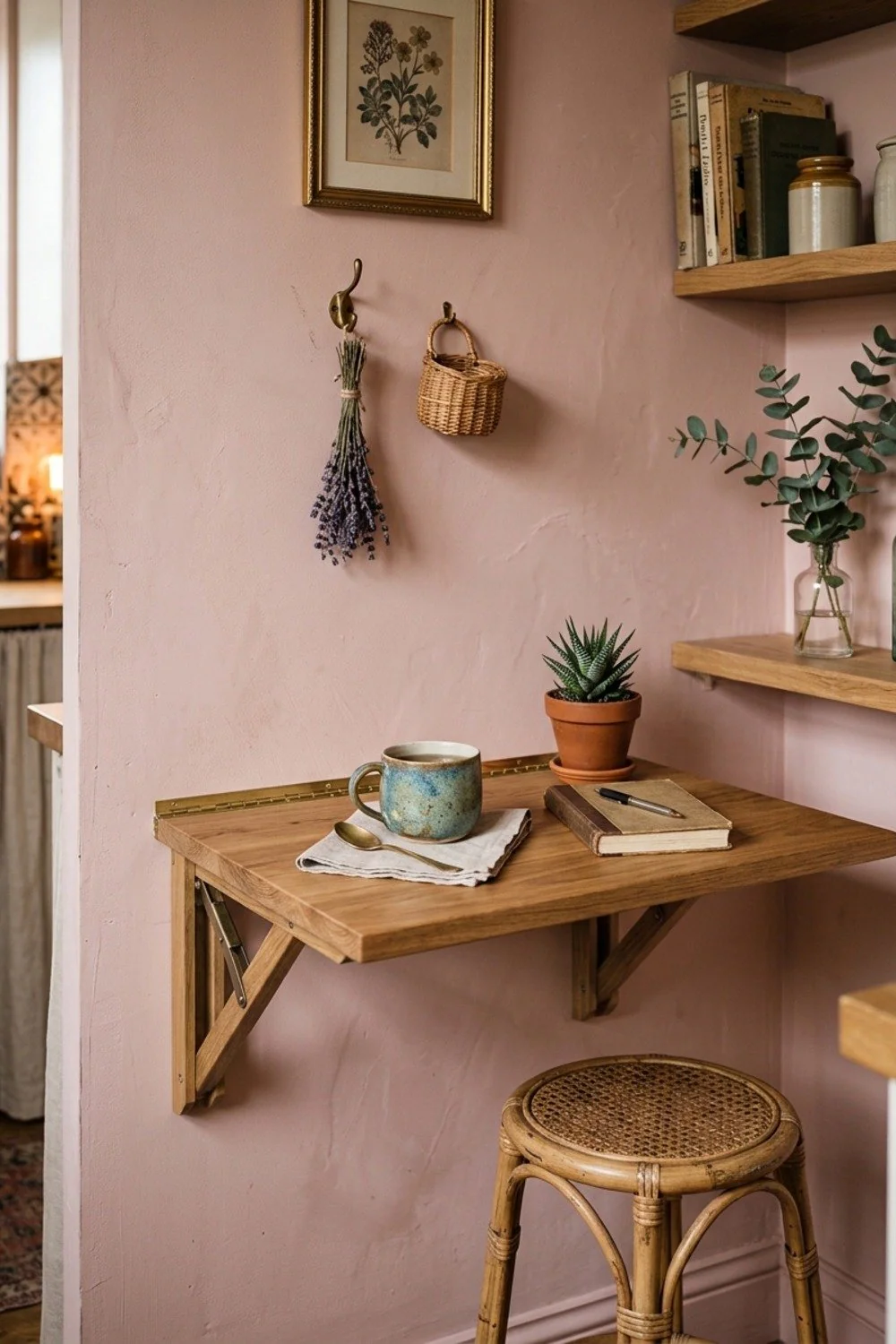 Fold-down wall table