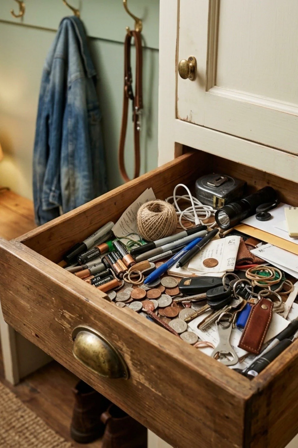 Cluttered "everything" drawer