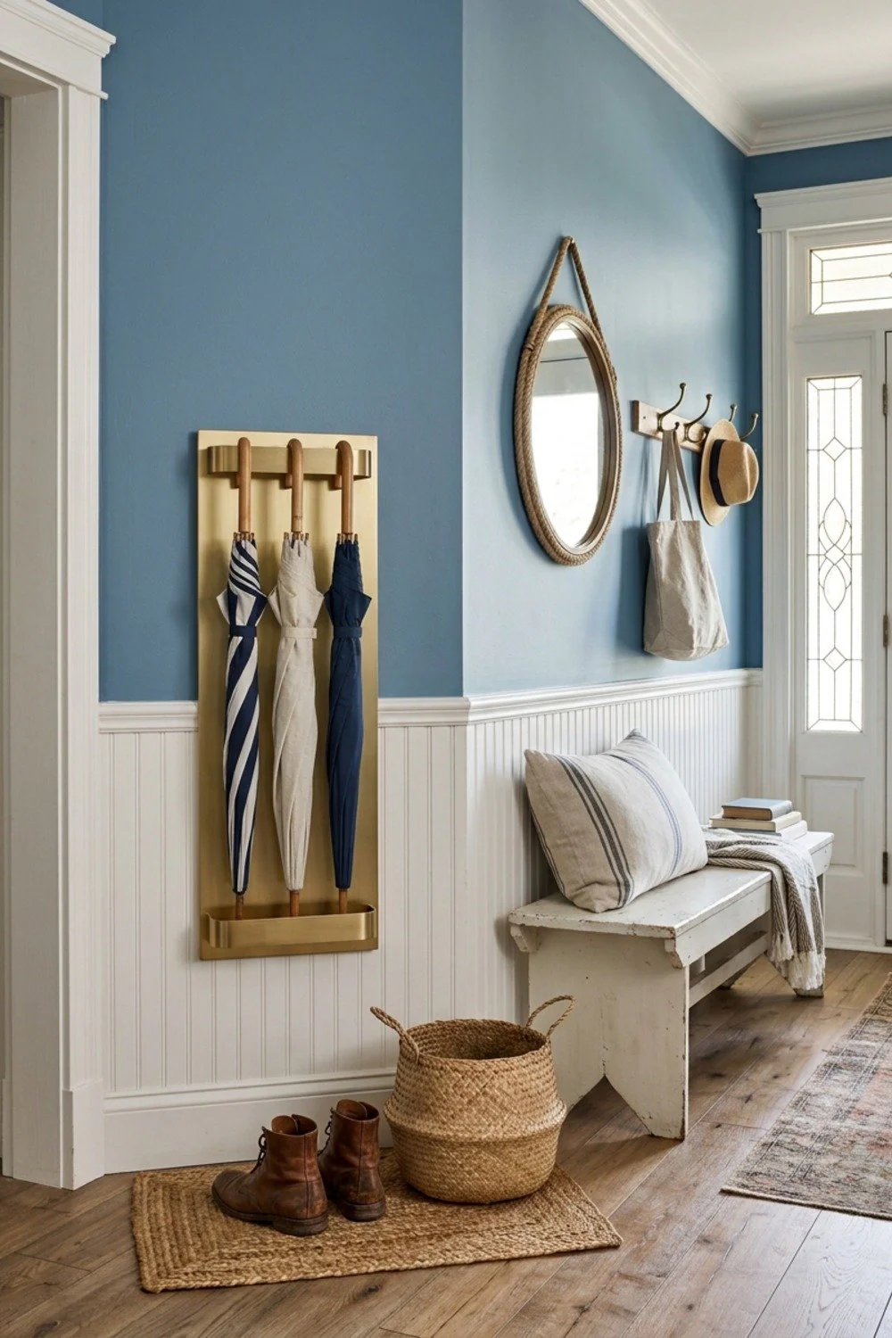 Slim wall-mounted umbrella holder