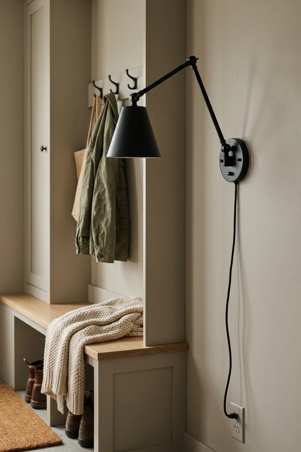 Plug-in swing-arm sconce