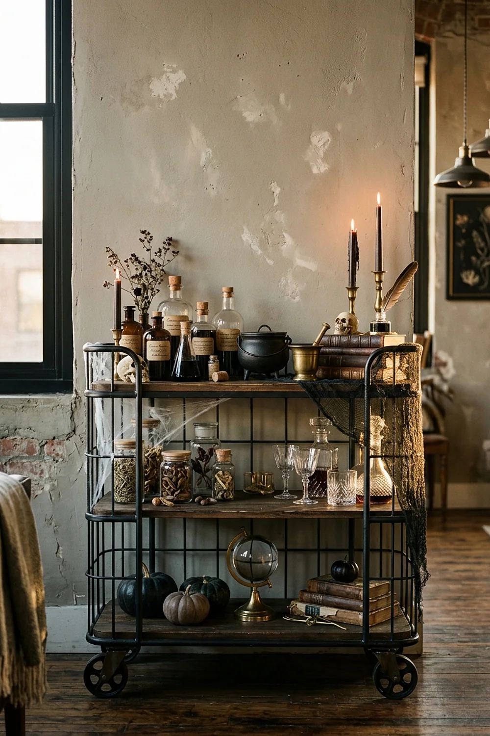 Bar cart turned potion station