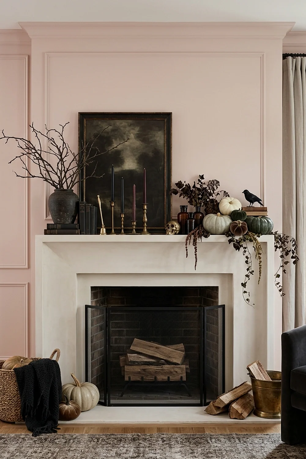 Uneven mantel vignette