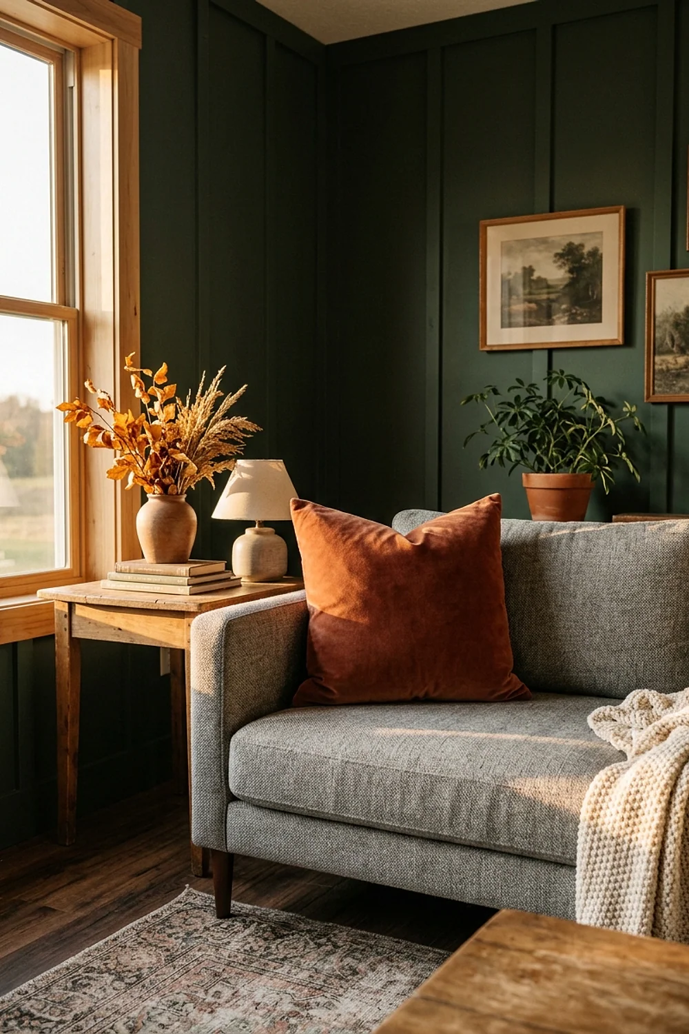 Rust velvet pillow