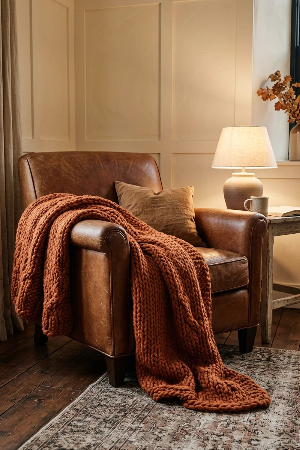 Chunky wool throw